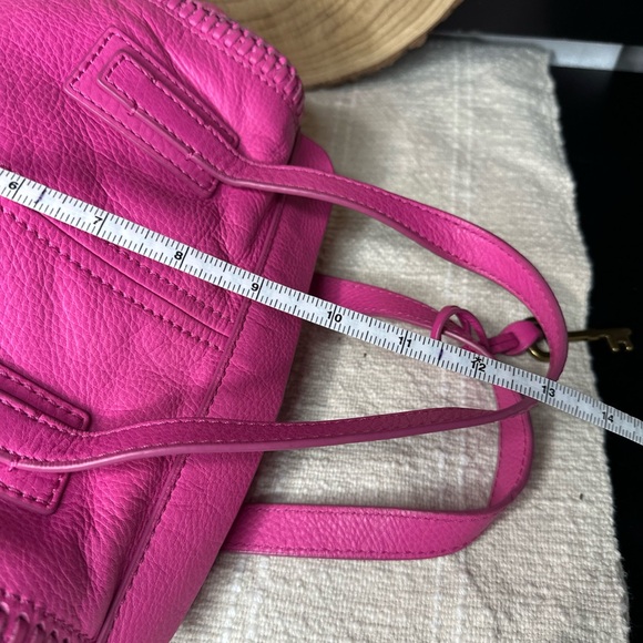 Fossil Emma Pink Satchel Purse with Gold Accents Crossbody Handbag - Picture 9 of 13
